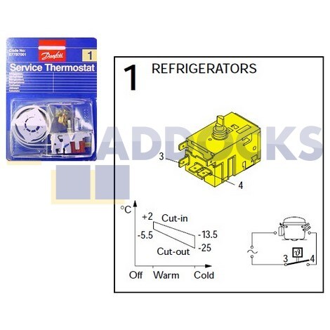 Thermostat Refrigerator Original Part Number 077B7001